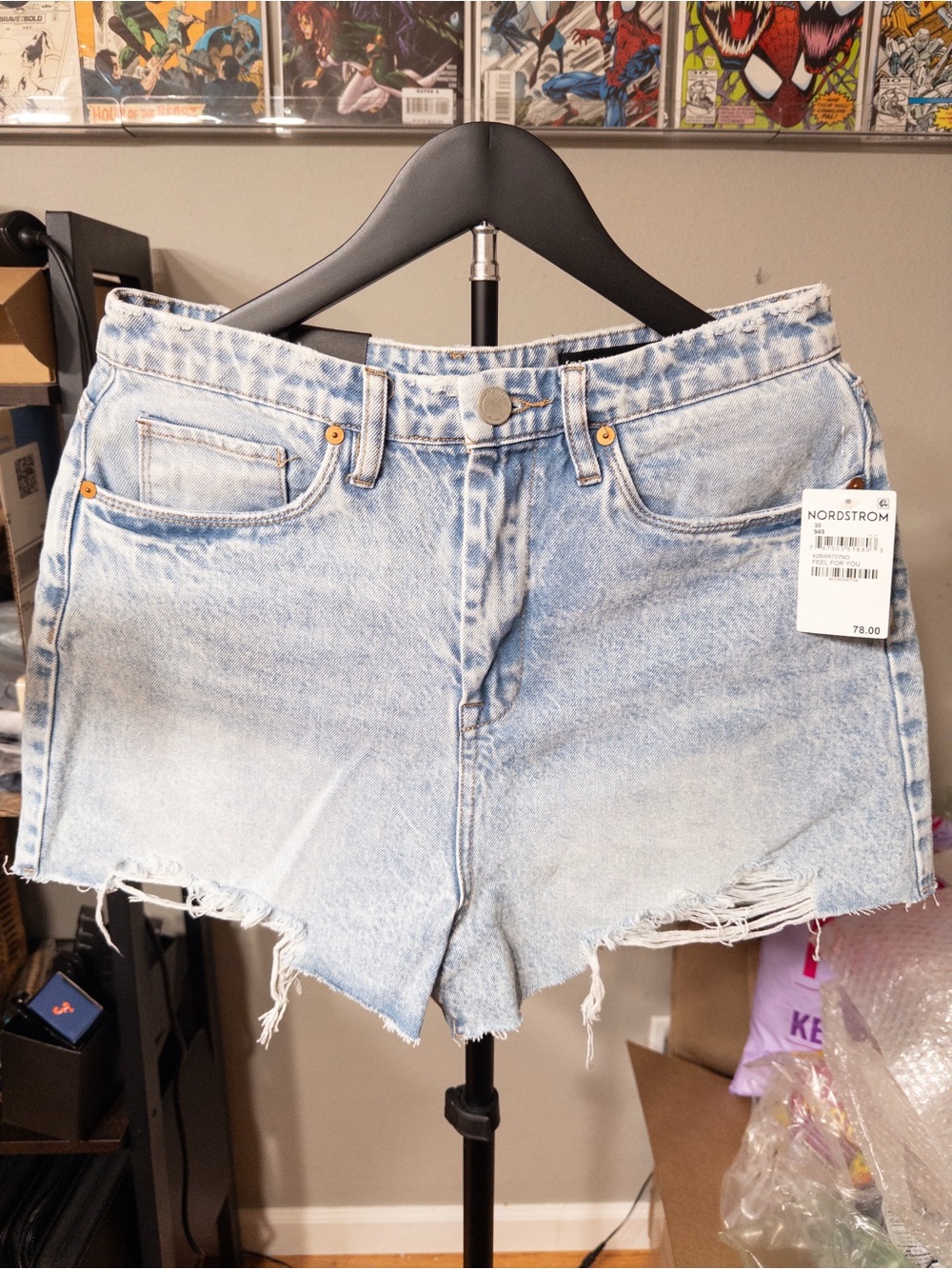 Blank NYC The Reeve Light Blue Distressed Denim Shorts